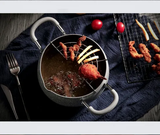 Japanese Dual-Ear Mini Home Fryer: Portable Outdoor Tempura, Maifan Stone, and Multi-Purpose Soup/Stock Pot