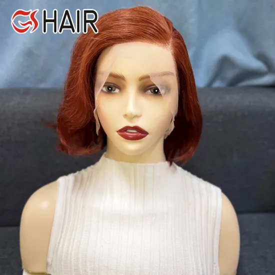 GS Pixie Short Wig Human Hair Straight Bob with Bleached Knots and Lace Front
