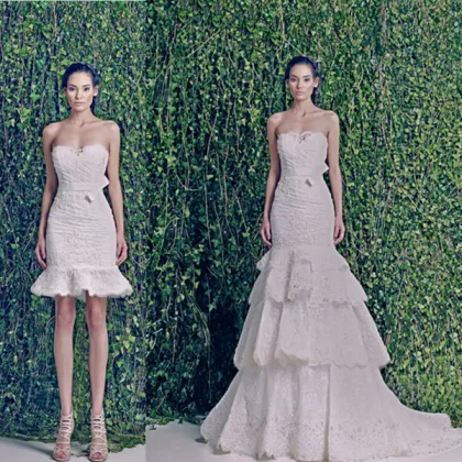 2014 Lace Layers Detachable Skirt Mermaid Zuhair Mermaid Wedding Dress (wnd32)