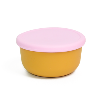 Taza de silicona para refrigerios con tapa y tazón de color en contraste