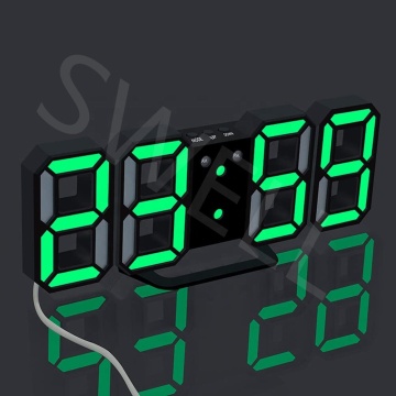 Modern Digital Alarm Table Watch with 3 Brightness Levels Nightlight and 3D LED Wall Clock