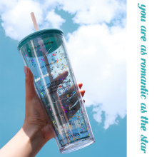 Lovely Straw Cup Cold Drink Cup Plastic With Bow Lid Straw Bottle rinks Plastic Iced Milk Juice Coffee Drinkware Water Bottle