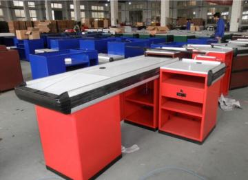 Supermarket Fashion Design Checkout Cash Counters Stand with Conveyor
