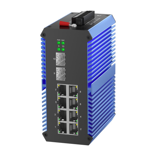 Industrial 10-Port Gigabit Managed Ethernet Switch with 8-PoE and 2-SFP IP50
