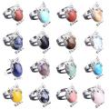 Gemstone Owl Adjustable Ring Natural Stone Quartz Charm Crab Rings for Women Men