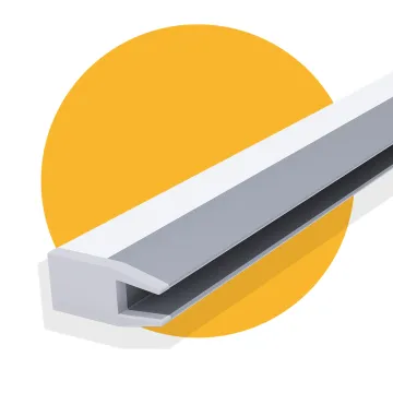 24VDC 5W/m Multiwhite 18x11 Surface Mounted Linear Light for 6mm Glass Panel Front Clamp Installation