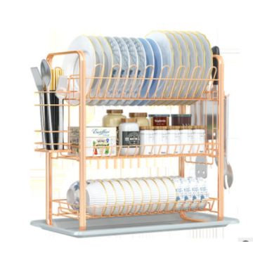 3-х уровневая сушилка для посуды из розового золота