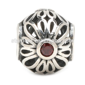 Trendy design flower pattern sterling silver beads
