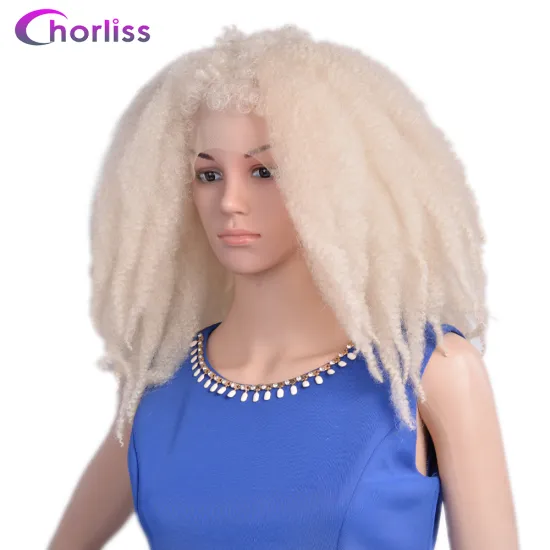 Wholesale Peruvian Glueless Cheap Afro Kinky Curly Braiding Hair Wigs Marley Braiding Lace Front Synthetic Hair Wigs For Women