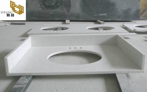 White Quartz Vanity Tops for Hotel Bathroom Projects (YY-QC004)