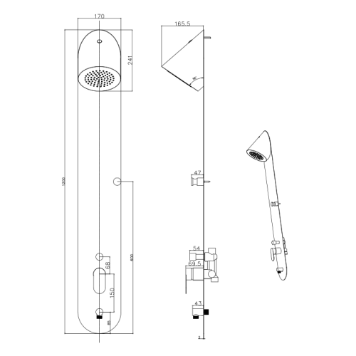 Juego de ducha redondo de acero inoxidable de 6 pulgadas