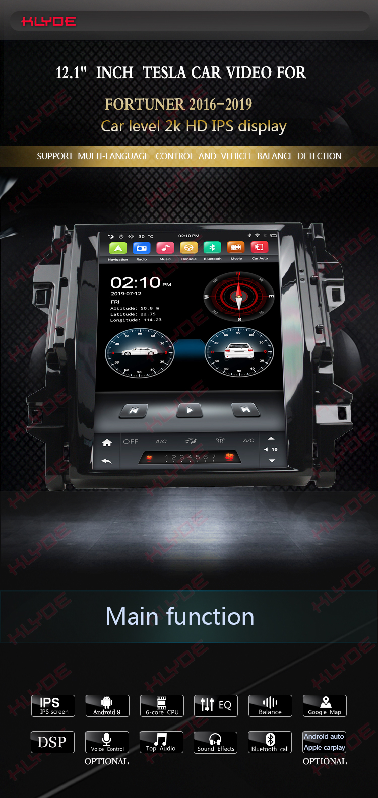 1 din android car radio for fortuner 2016