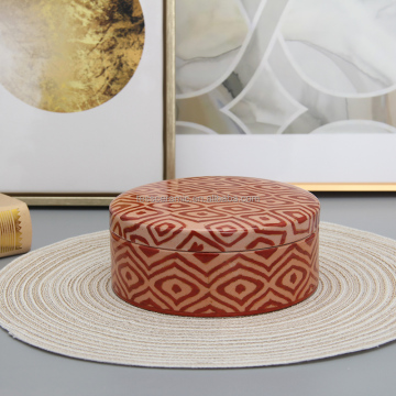 JW019 Porcelain Red Round Round Trinket Box - กล่องเก็บเซรามิก