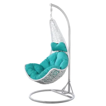 White Coffee Plastic Rattan Metal Stand Patio Swing Egg Chair