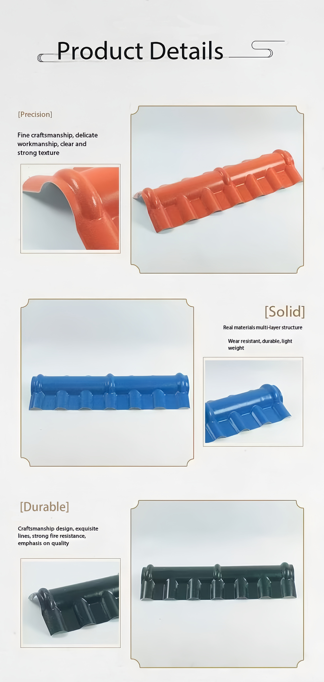 Details of Main Ridge Tile fitting for Resin Tile