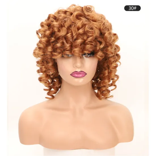 Fashion Jerry Curly Short Afro Machine Made Synthetic Hair Wig Afro Kinky Curl Wigs