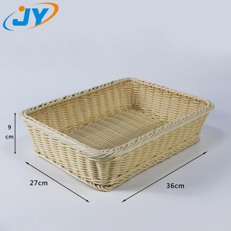 handweaved plastic rattan handle shopping basket