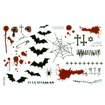 Bat Cross Spider web Bullet hole Bloodstains tattoo sticker sexy tattoo paste body art Halloween Temporary tattoos stickers