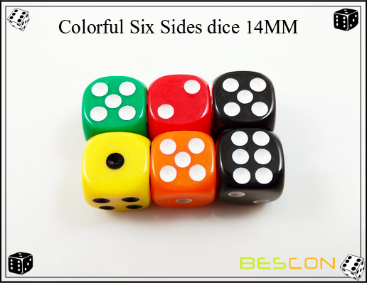 Colorful six sides dice 14MM