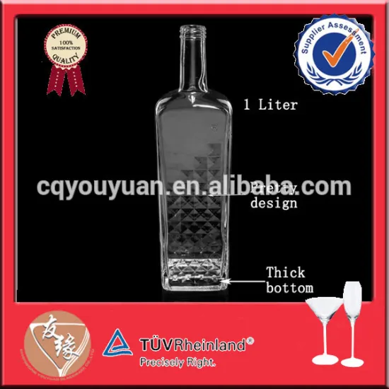 Premium vodka whiskey 1 liter glass bottle