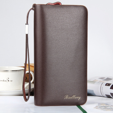 Customizable Logo PU Leather Double Zipper Wallets for Men: Business Clutch Bags