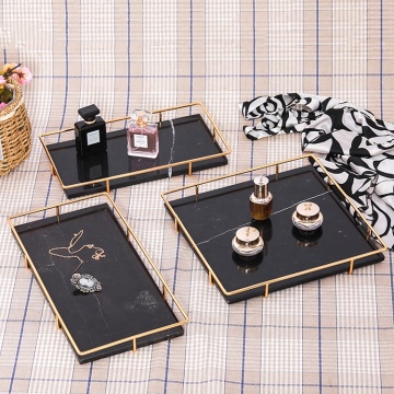 Hot Sale Holder Marble Dishes, Jewelry Trays, Trinket Rectangle Plates with Metal Color Cardboard Box