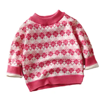 Thick Knitted Fleece Long Sleeve Pullover Sweater for Little Girls