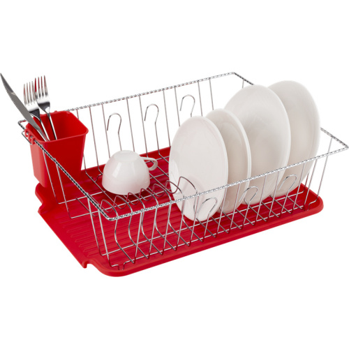 Chrome Dish Rack With Spoon Holder 1 tier chrome plated dish rack with tray Factory