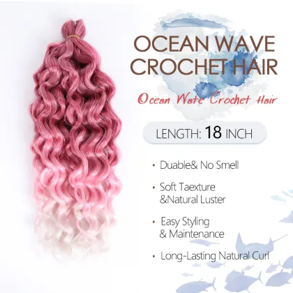 Julianna 18" hawaii curl ocean wave synthetic afro wavy king tips blonde silk weave braiding crochet hair ocean wave braid