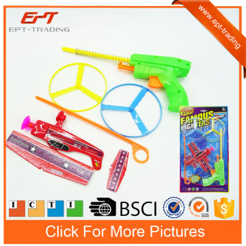 Plastic eject flying plane rubber band gun toy for kids