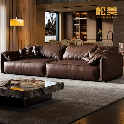 Truffle Cloud Leather Sofa for Modern Living Room