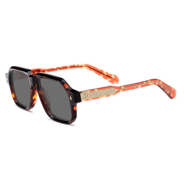 Vintage Square Acetate Aviator Sunglasses TAC Lens