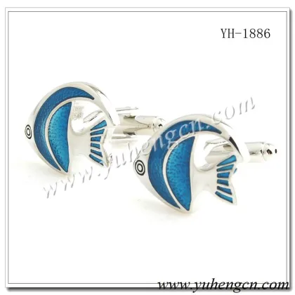 YH-1886 Novelty Blue Tropical Fish Cufflink,Fashion Animal Cufflinks