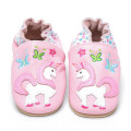 Adorabili scarpe di pelle morbida per bambini unicorno rosa