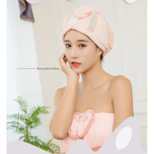 Thickened coral hair dryer towel shower cap