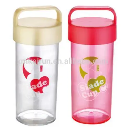 550ml transparent with handle portable cup/drinking cup sizes/plastic drinking cup with handle