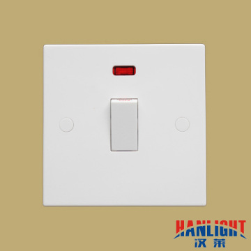 UK Type 20A 1 gang double pole switches with neon