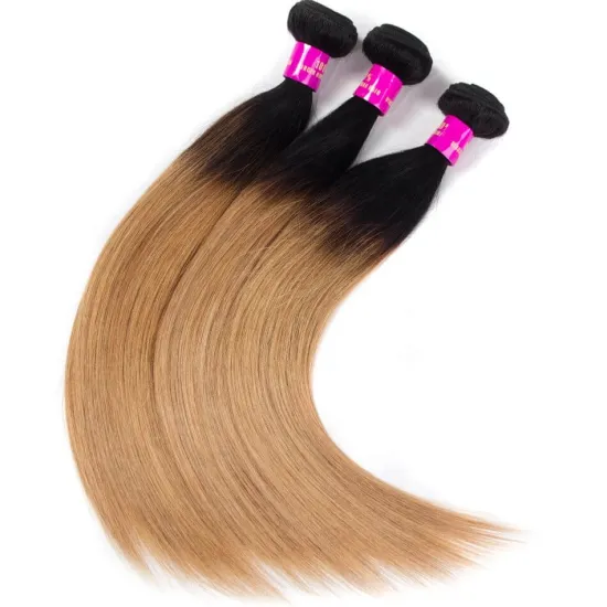 1B 27 Factory Hot Sale Virgin Straight Human Hair Raw Cuticle Aligned Hair Orange Ombre Colored Virgin Hair Bundle