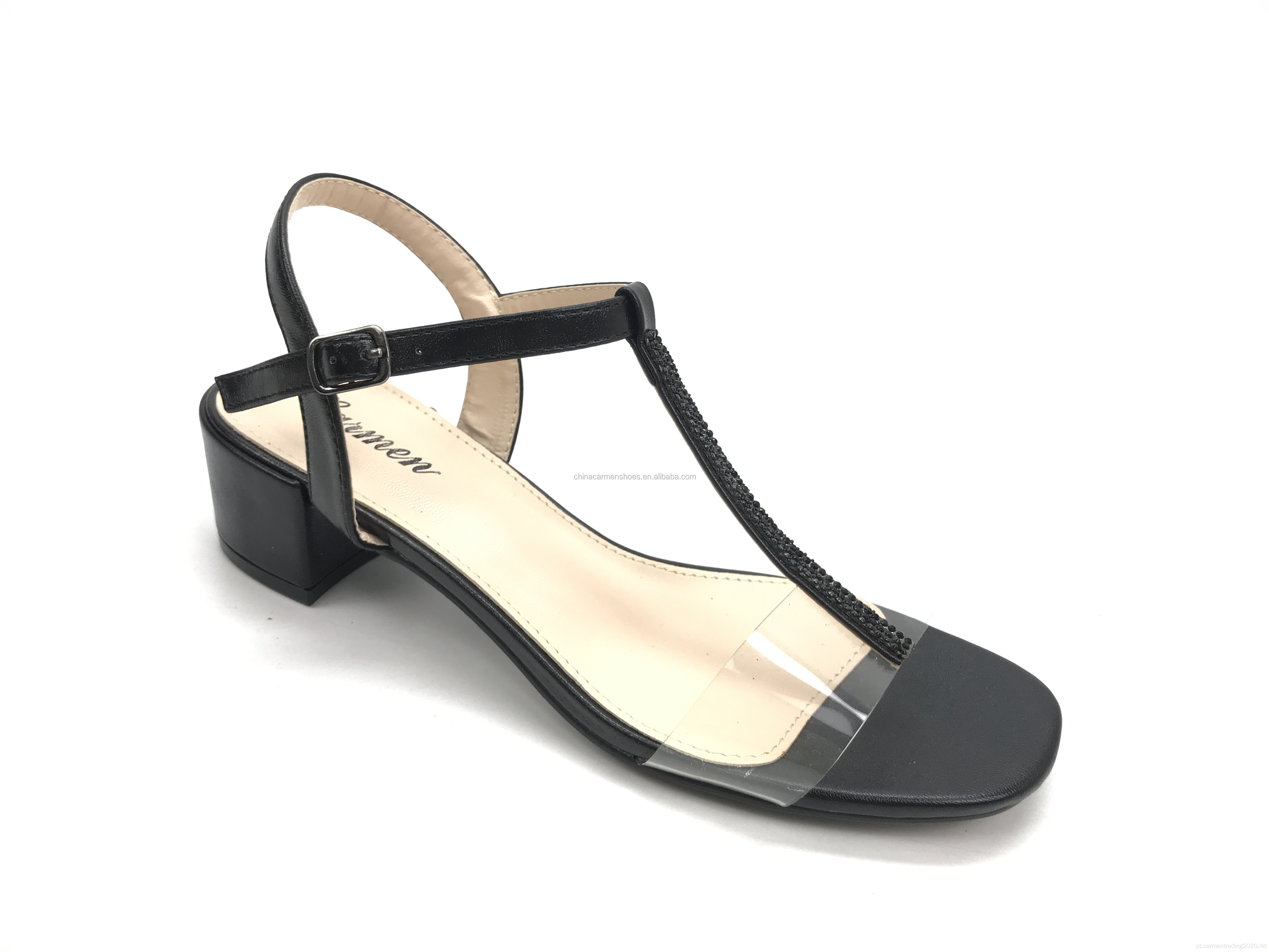 Mulheres Mulheres Clear T-Strap Diamonds Bomba Sapatos