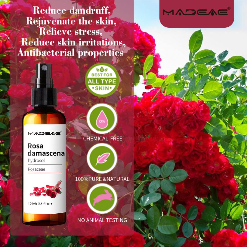 Damasco floral rosa rosa hidrosol Rose Water Skin Toner para cuidados com a pele