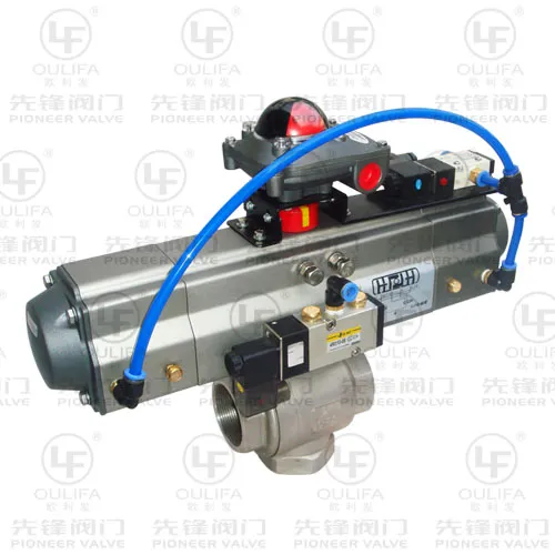 Single-Acting Pneumatic 3-Ways Ball Valve (Q613F-16P)