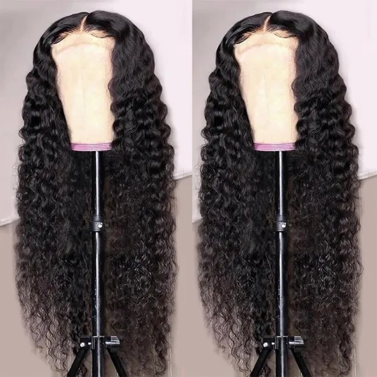 Wholesale Grade 8A Wavy Hair Human wig 5x5 transparent lace closure wig Water Wave Bundles Lace Wig Vendors