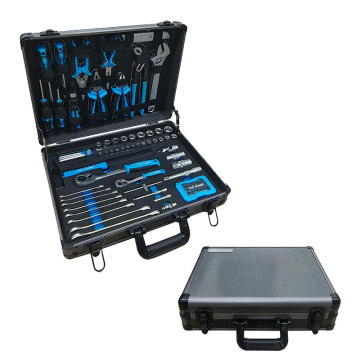 95PCS Comprehensive Mechanics Tool Kit: Bi-Color Aluminum Case with Socket Wrench Set, Combination Wrenches, Pliers, and Screwdrivers