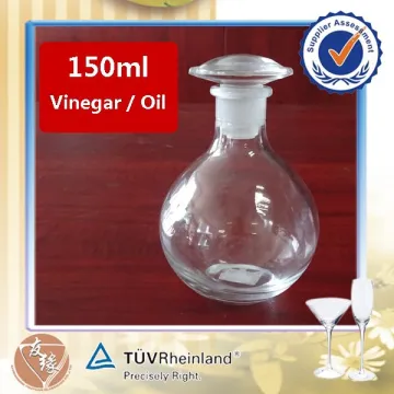 table top lead-free 150ml small glass oil vinegar bottle with cork lid