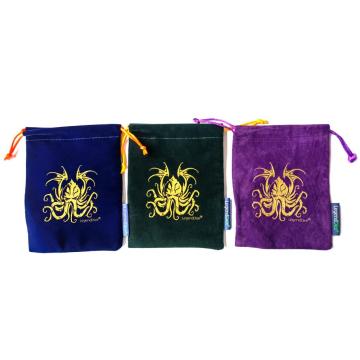 Golden Printing Satin Dice Storage Pouch with Label