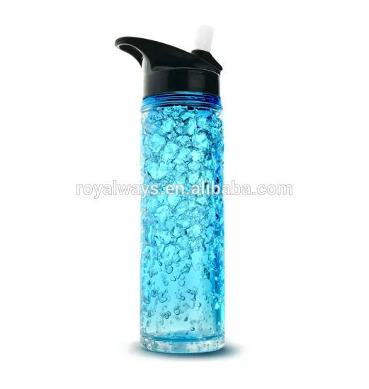 2016 hot selling freezer gel sports bottle with suction nozzle