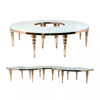 China Manufacturer Luxury MDF Glass Table with Stainless Steel Base for Weddings