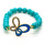 Turquoise 8MM Round Beads Stretch Gemstone Bracelet with Diamante alloy butterflyPiece