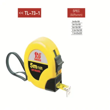 Black and yellow plastic shell measuring steel tape