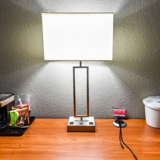 Custom Classic Hotel Desk Lamp with USB Port and Electrical Outlets